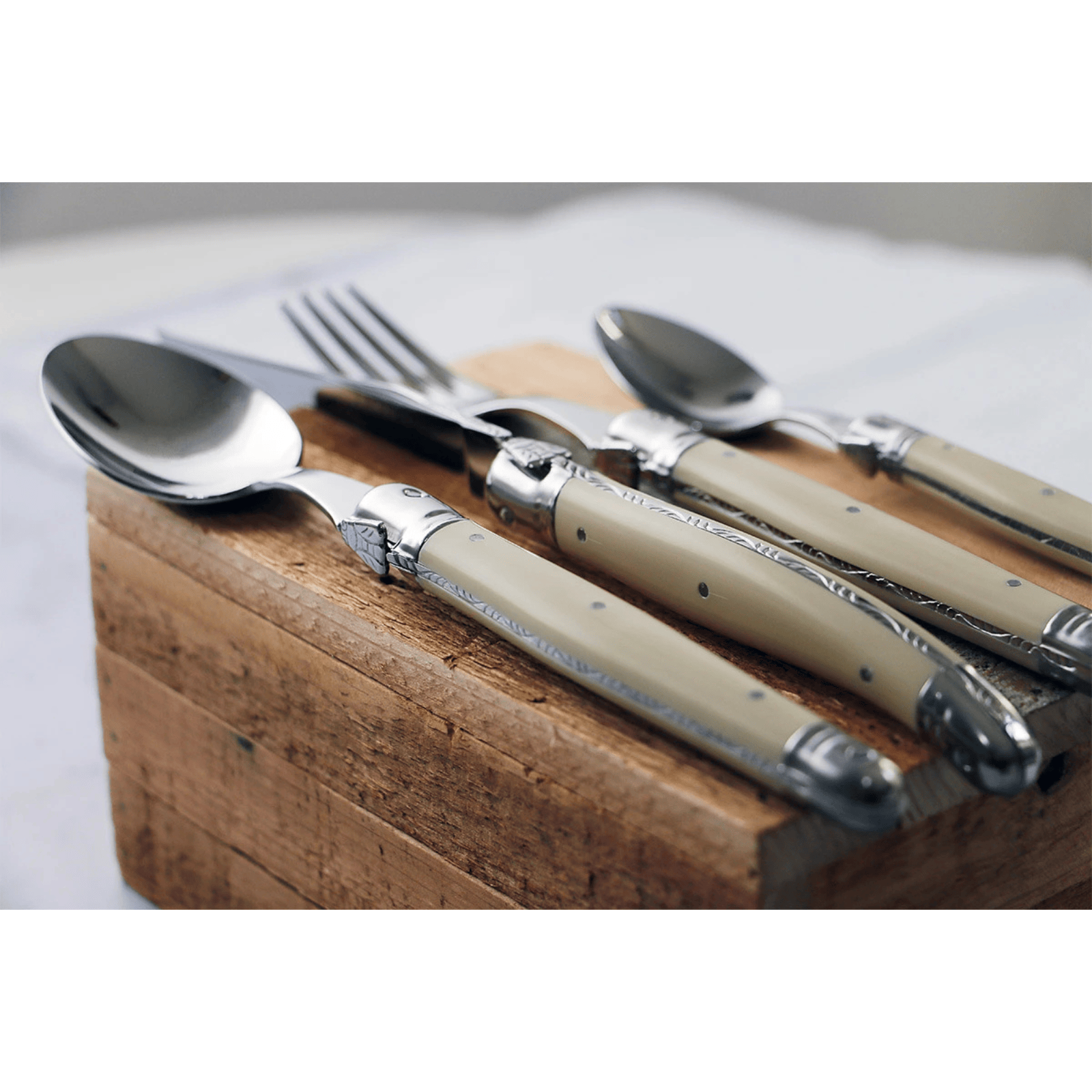 Andre Verdier Laguiole Classique Dinner Spoon Set of 6 Ivory