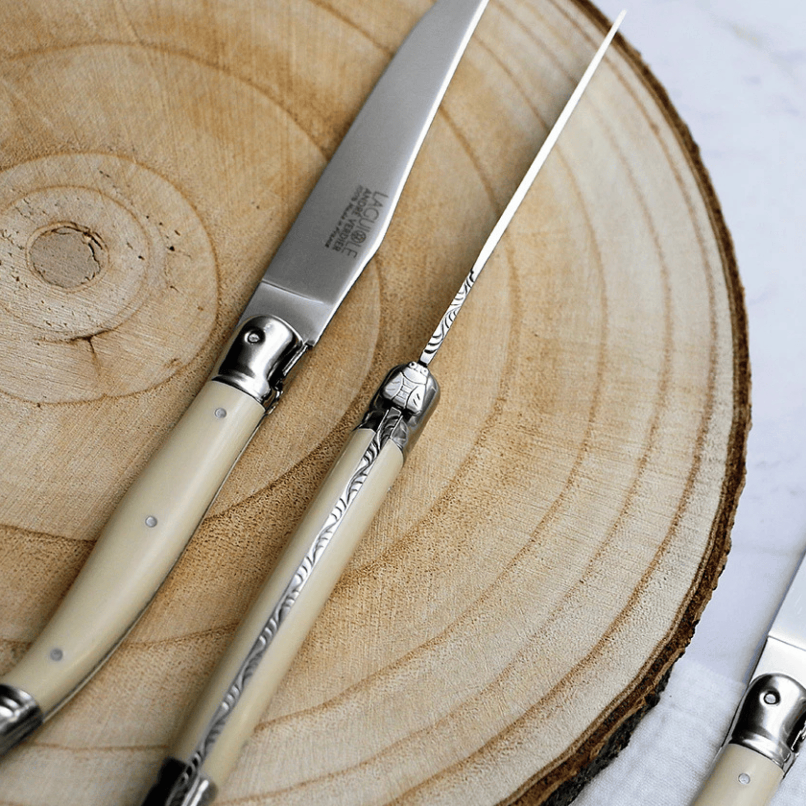 Andre Verdier Laguiole Classique Steak Knife Set of 6 Ivory