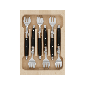 Andre Verdier Laguiole Debutant Cake Fork Set of 6 Black