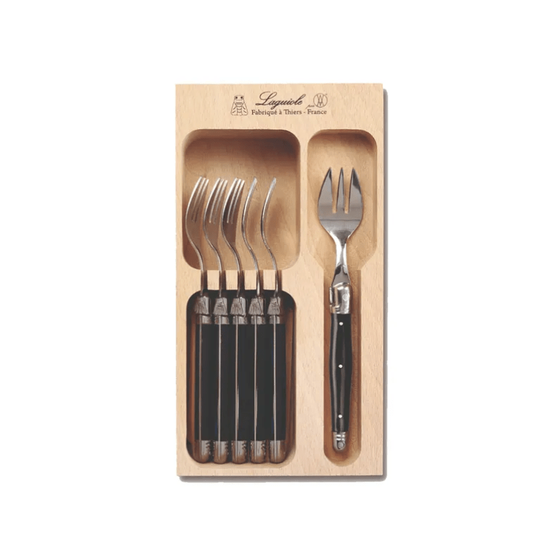 Andre Verdier Laguiole Debutant Cake Fork Set of 6 Black