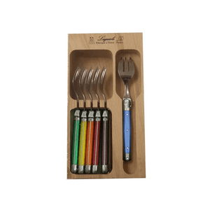 Andre Verdier Laguiole Debutant Cake Fork Set of 6 Colourful