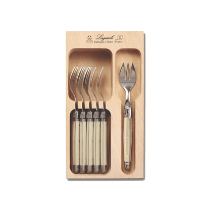 Andre Verdier Laguiole Debutant Cake Fork Set of 6 Ivory