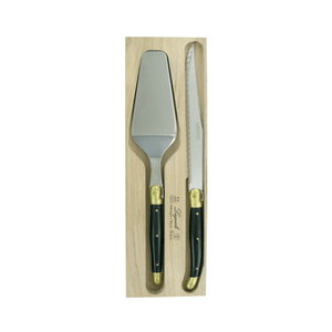 Andre Verdier Laguiole Debutant Cake Server Set Black & Brass