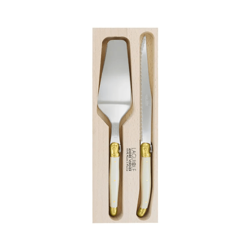 Andre Verdier Laguiole Debutant Cake Server Set Ivory & Brass