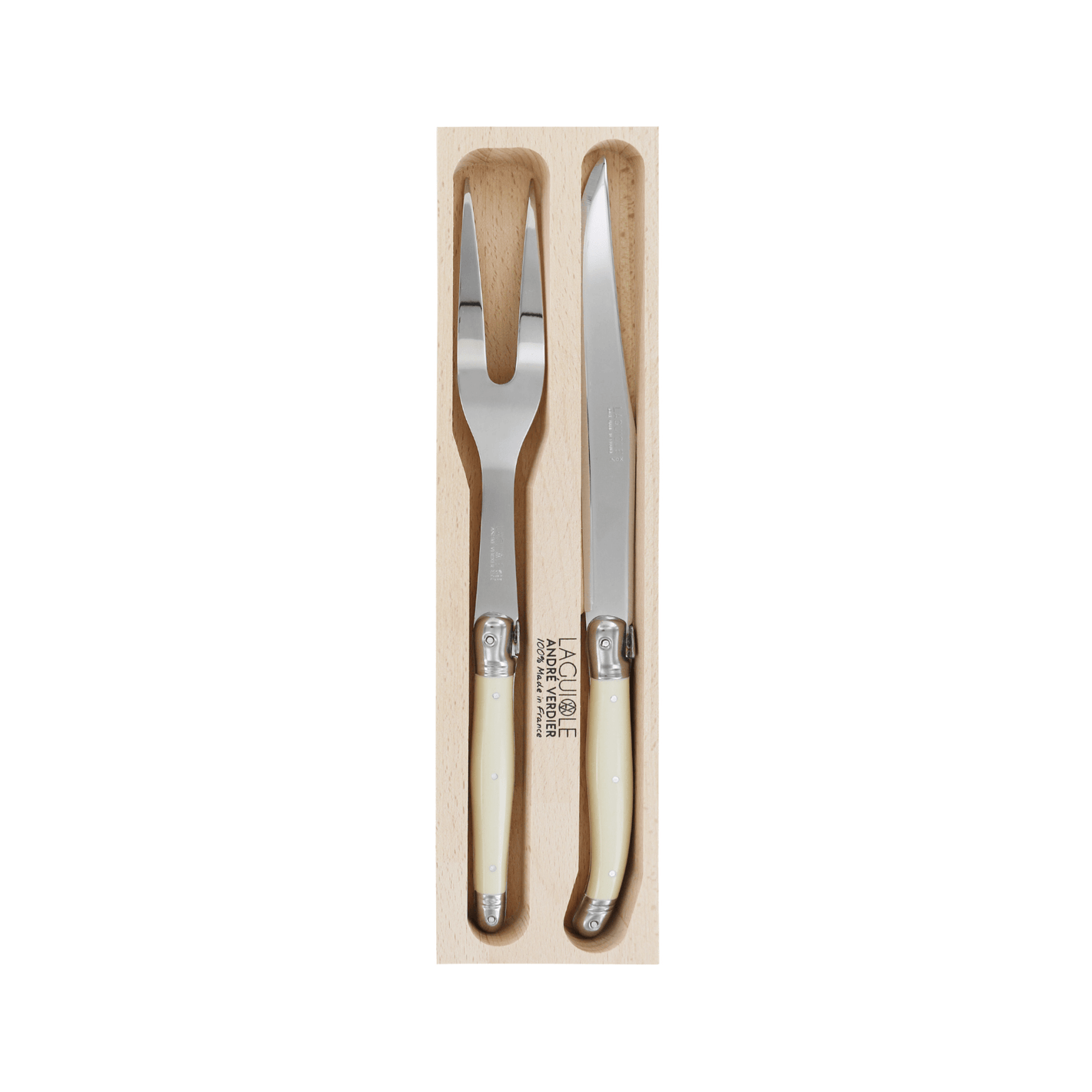 Andre Verdier Laguiole Debutant Carving Set Ivory
