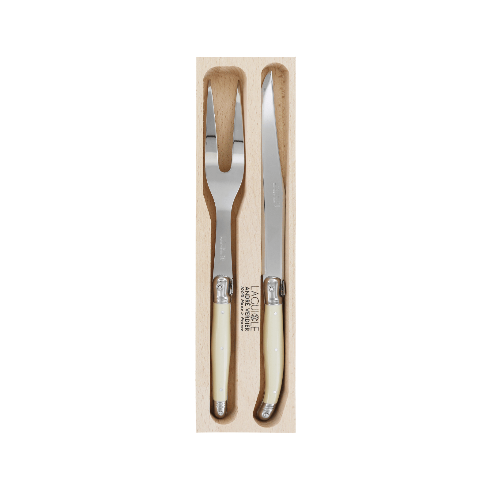 Andre Verdier Laguiole Debutant Carving Set Ivory