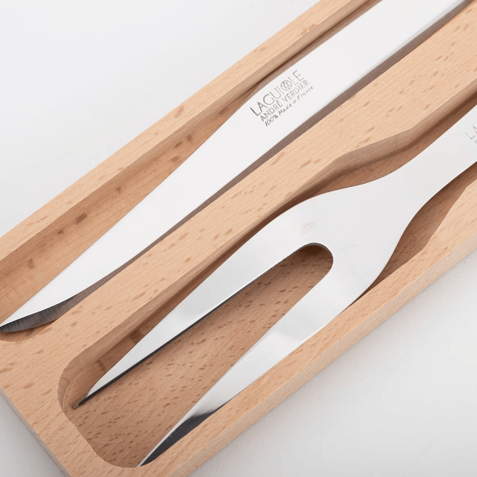 Andre Verdier Laguiole Debutant Carving Set Ivory & Brass