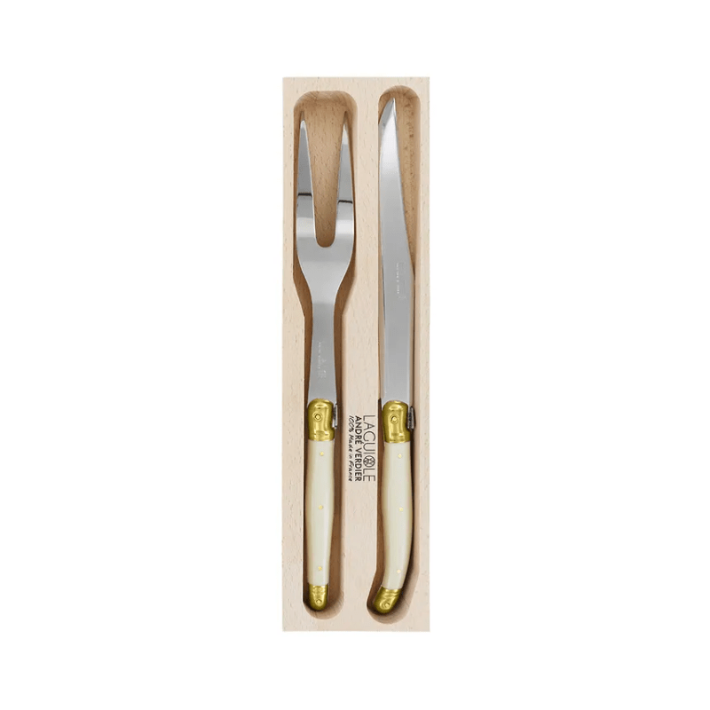 Andre Verdier Laguiole Debutant Carving Set Ivory & Brass