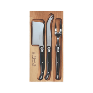 Andre Verdier Laguiole Debutant Cheese Fork Set of 3 Black