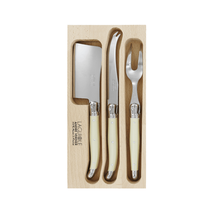 Andre Verdier Laguiole Debutant Cheese Fork Set of 3 Ivory