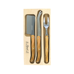 Andre Verdier Laguiole Debutant Cheese Fork Set of 3 Olive Wood