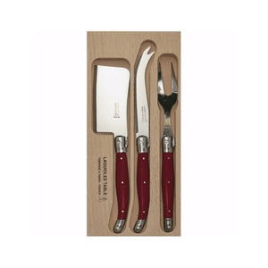 Andre Verdier Laguiole Debutant Cheese Fork Set of 3 Red