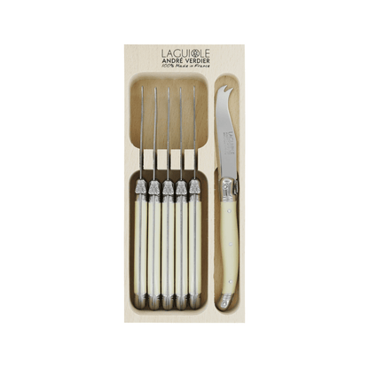 Andre Verdier Laguiole Debutant Cheese Knife Set of 6 Ivory