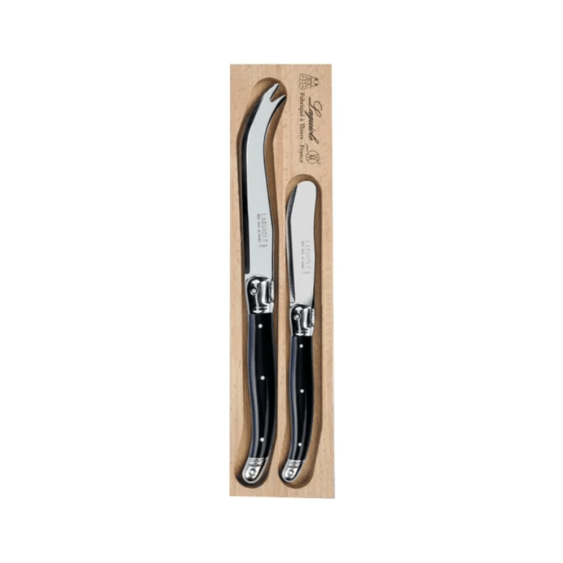 Andre Verdier Laguiole Debutant Cheese Knife & Spreader Set Black