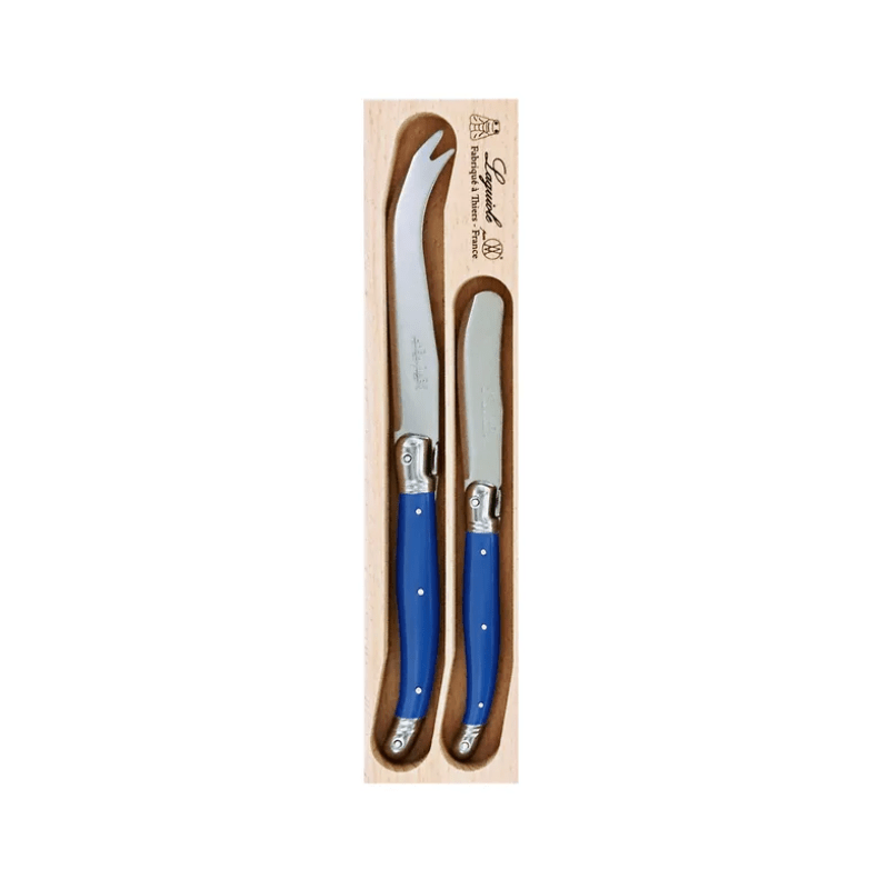 Andre Verdier Laguiole Debutant Cheese Knife & Spreader Set Navy