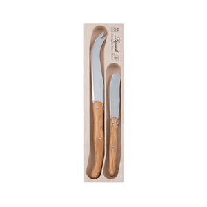 Andre Verdier Laguiole Debutant Cheese Knife & Spreader Set Olive Wood