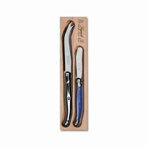 Andre Verdier Laguiole Debutant Cheese Knife & Spreader Set Stainless Steel & Blue
