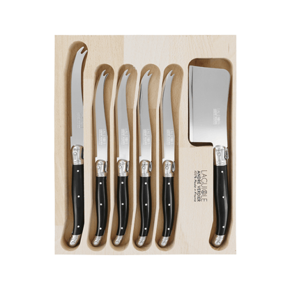 Andre Verdier Laguiole Debutant Cheese Set of 6 Black