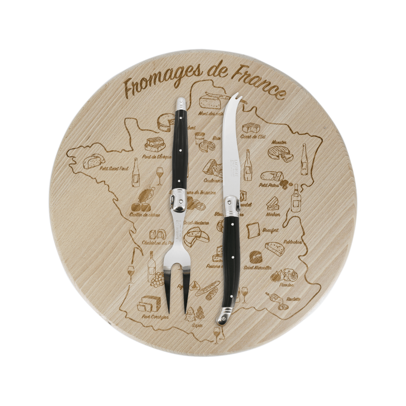 Andre Verdier Laguiole Debutant Cheese Set with Board Black