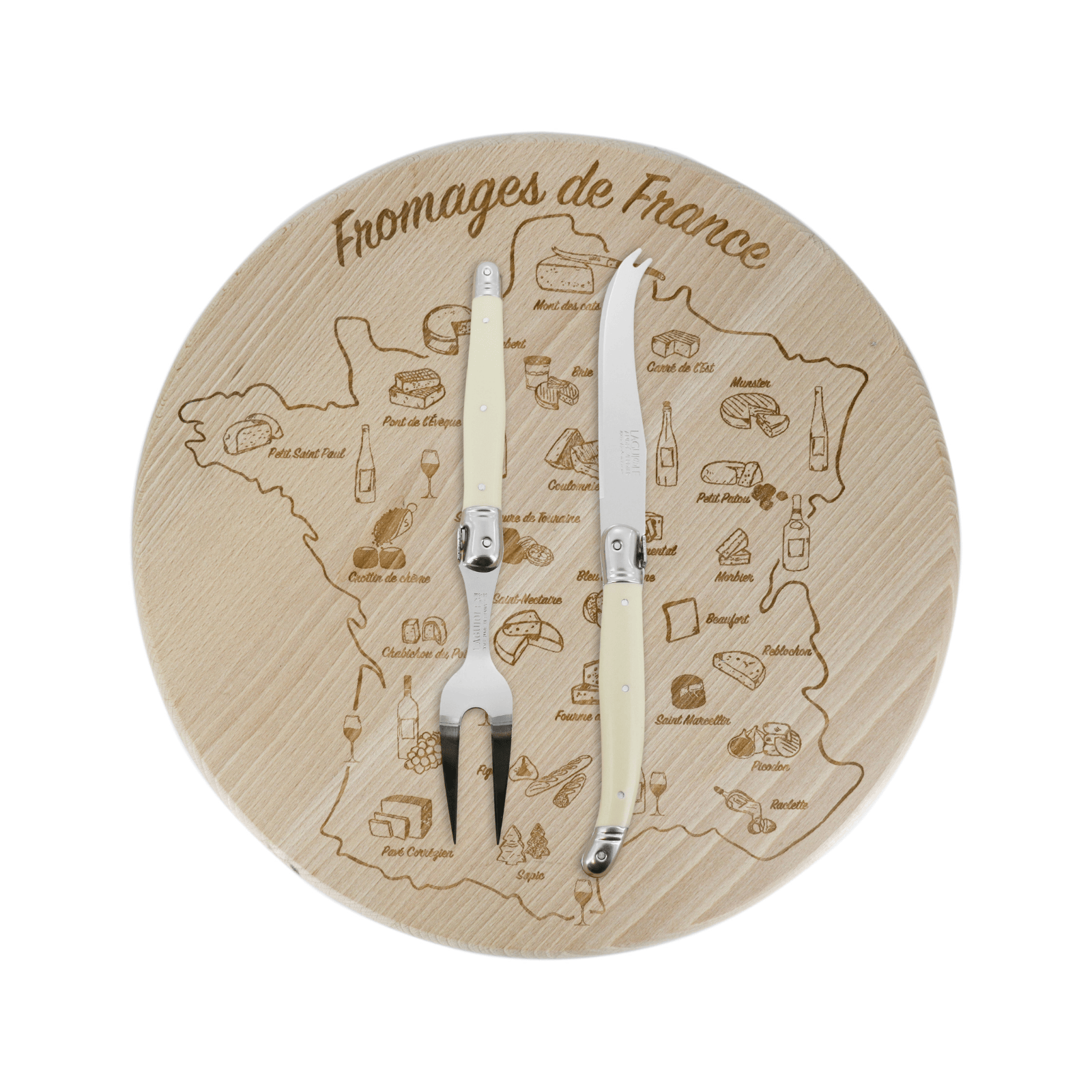 Andre Verdier Laguiole Debutant Cheese Set with Board Ivory