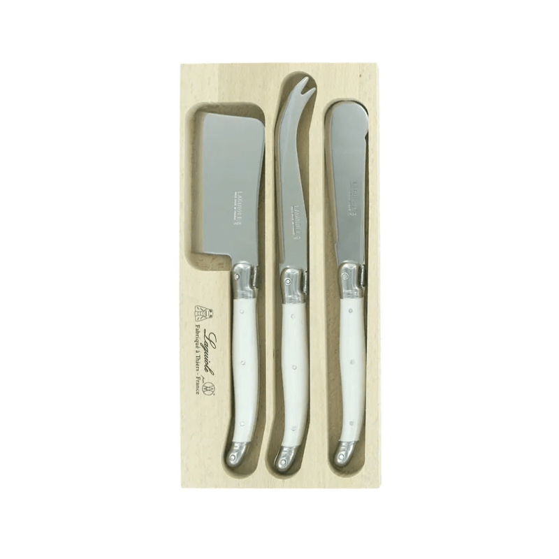 Andre Verdier Laguiole Debutant Cheese Spreader Set of 3 White