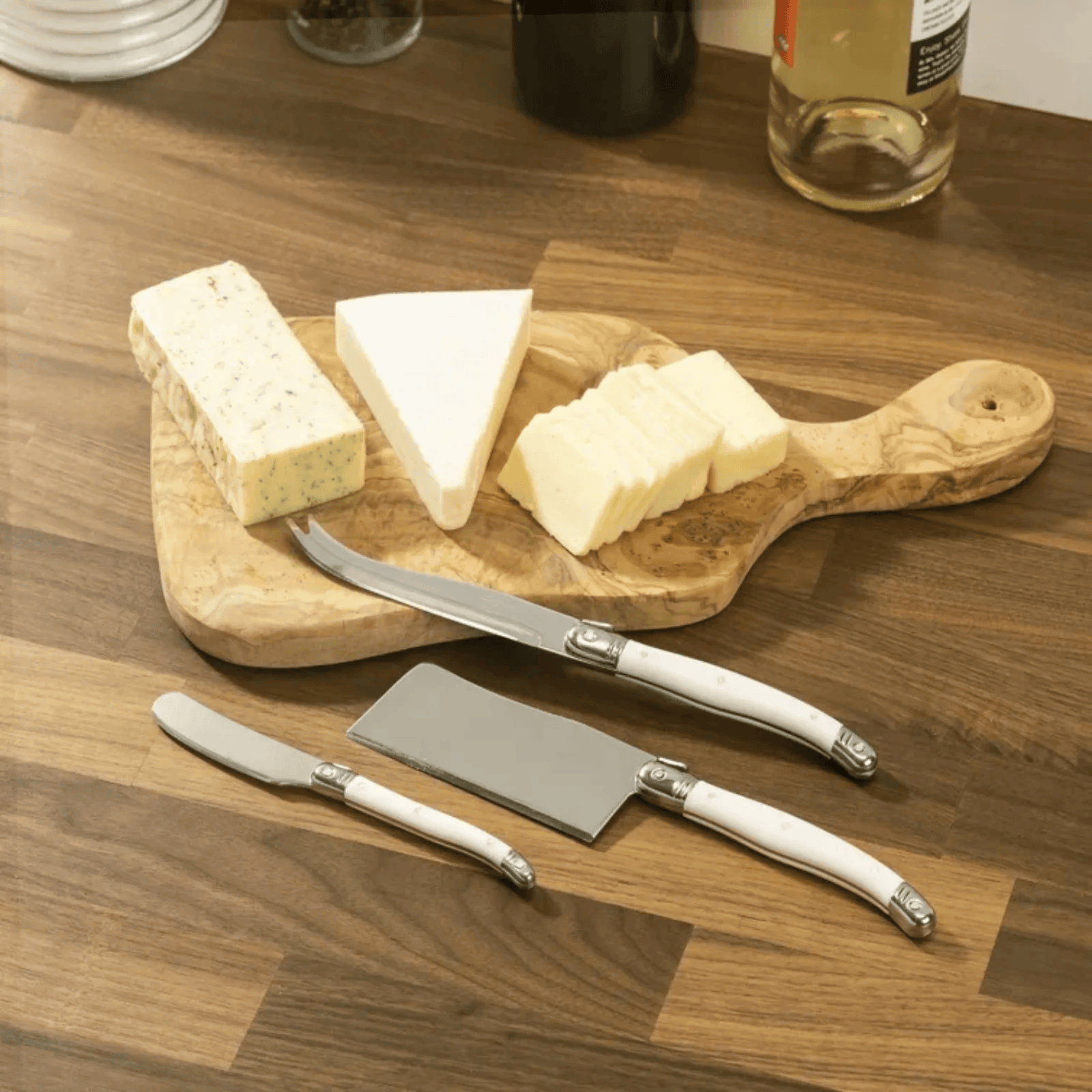 Andre Verdier Laguiole Debutant Country Cheese Cleaver Olive Wood