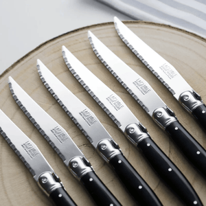 Andre Verdier Laguiole Debutant Country Steak Knife Block Set of 6 Assorted