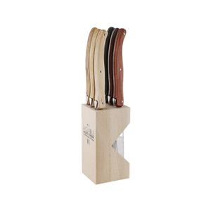 Andre Verdier Laguiole Debutant Country Steak Knife Block Set of 6 Assorted