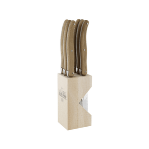 Andre Verdier Laguiole Debutant Country Steak Knife Block Set of 6 Toasted Oak