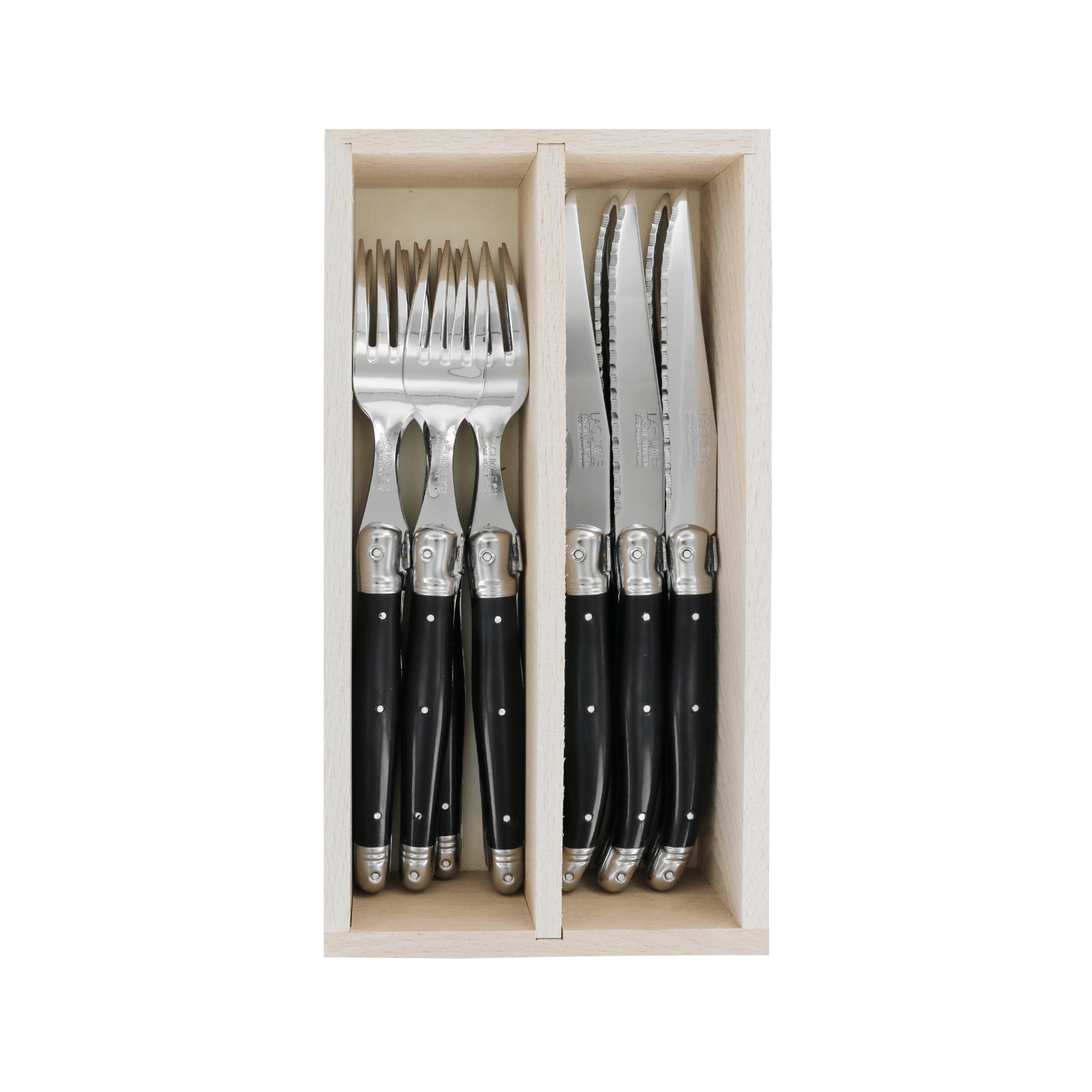 Andre Verdier Laguiole Debutant Cutlery Set 12-Piece Black