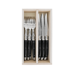 Andre Verdier Laguiole Debutant Cutlery Set 12-Piece Black