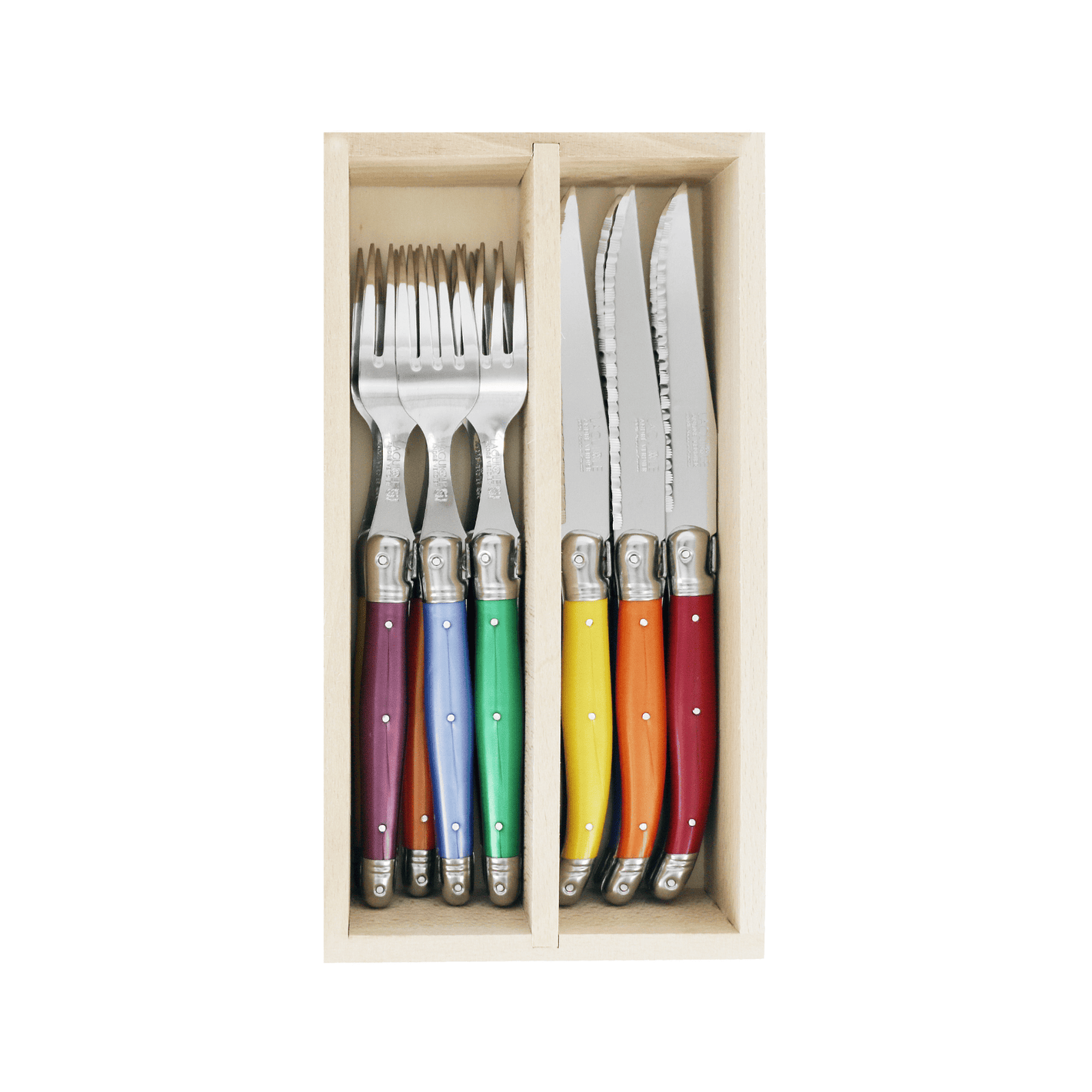 Andre Verdier Laguiole Debutant Cutlery Set 12-Piece Colours