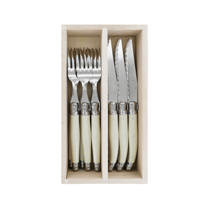 Andre Verdier Laguiole Debutant Cutlery Set 12-Piece Ivory