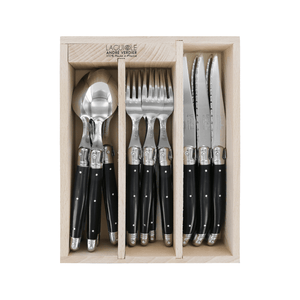 Andre Verdier Laguiole Debutant Cutlery Set 18-Piece Black