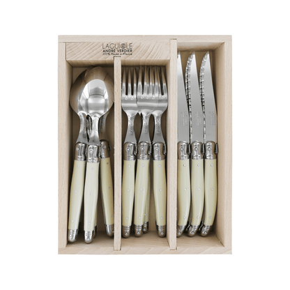 Andre Verdier Laguiole Debutant Cutlery Set 18-Piece Ivory