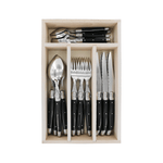 Andre Verdier Laguiole Debutant Cutlery Set 24-Piece Black