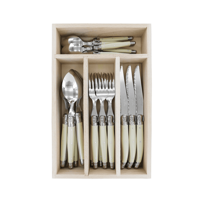 Andre Verdier Laguiole Debutant Cutlery Set 24-Piece Ivory