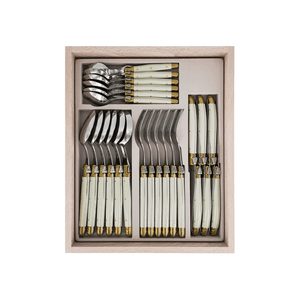 Andre Verdier Laguiole Debutant Cutlery Set 24-Piece Ivory & Brass