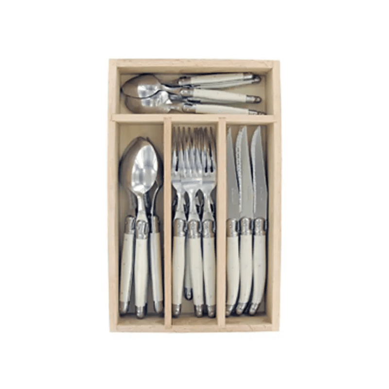 Andre Verdier Laguiole Debutant Cutlery Set 24-Piece White