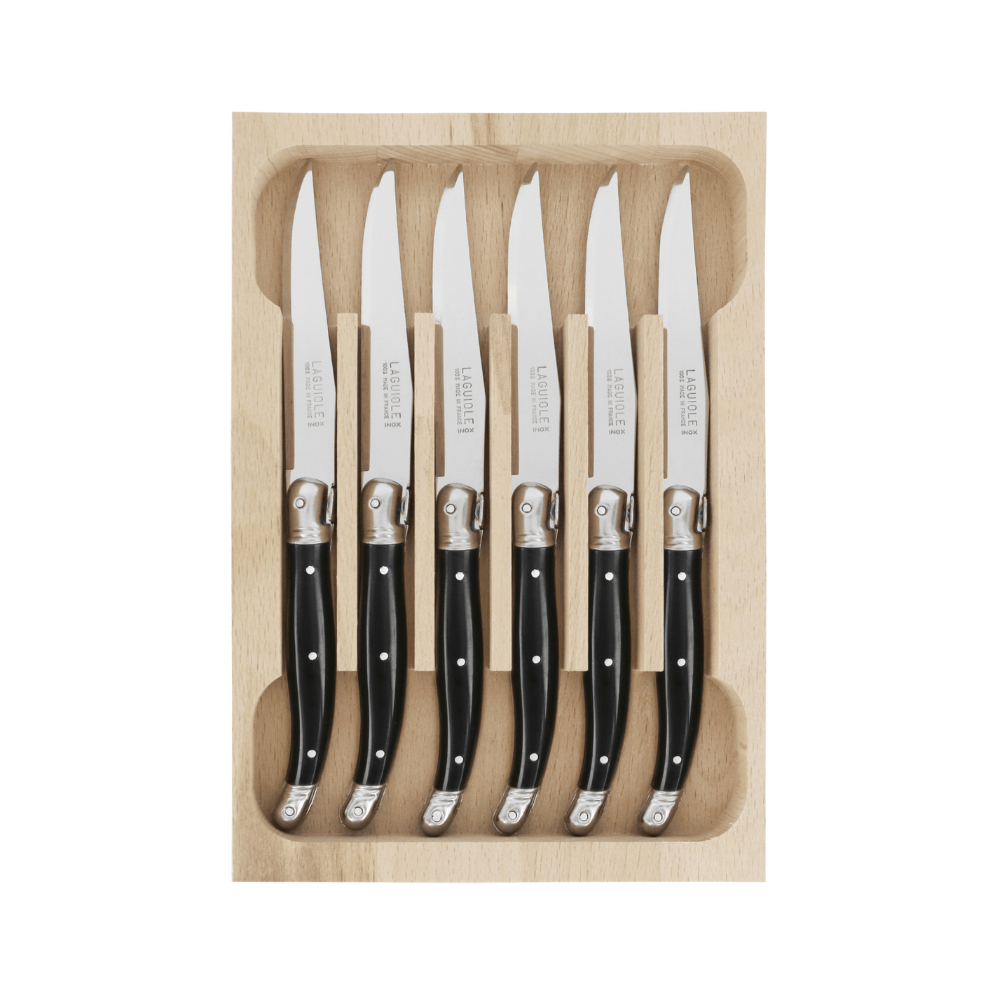 Andre Verdier Laguiole Debutant Dessert Knife Set of 6 Black