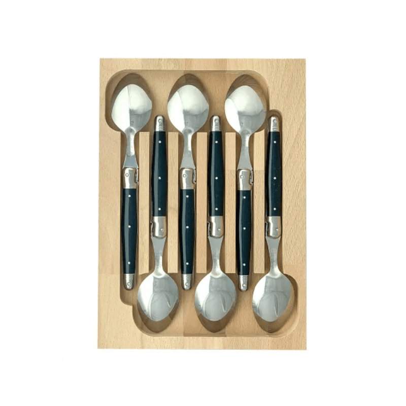 Andre Verdier Laguiole Debutant Dessert Spoon Set 6 Black