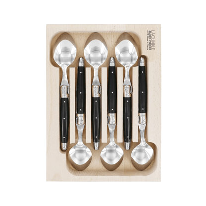Andre Verdier Laguiole Debutant Dessert Spoon Set of 6 Black