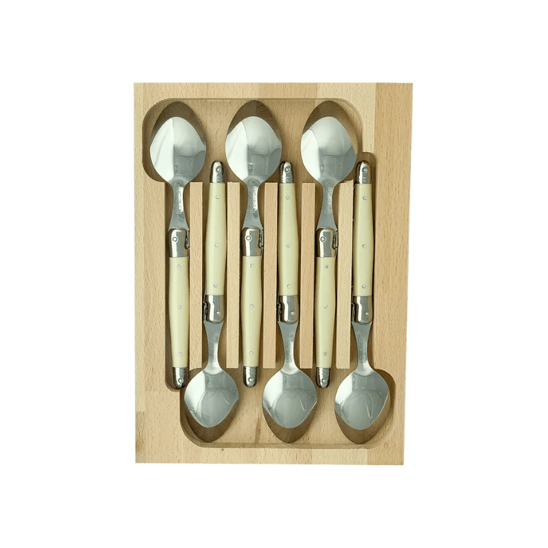 Andre Verdier Laguiole Debutant Dessert Spoon Set of 6 Ivory