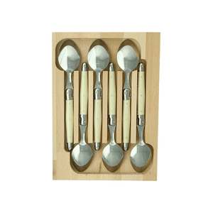 Andre Verdier Laguiole Debutant Dessert Spoon Set of 6 Ivory