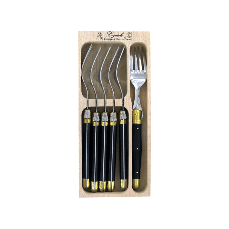 Andre Verdier Laguiole Debutant Fork Set 6 Brass Bolsters