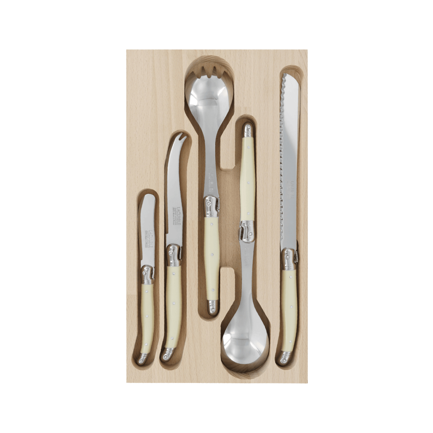 Andre Verdier Laguiole Debutant Host Set of 5 Ivory