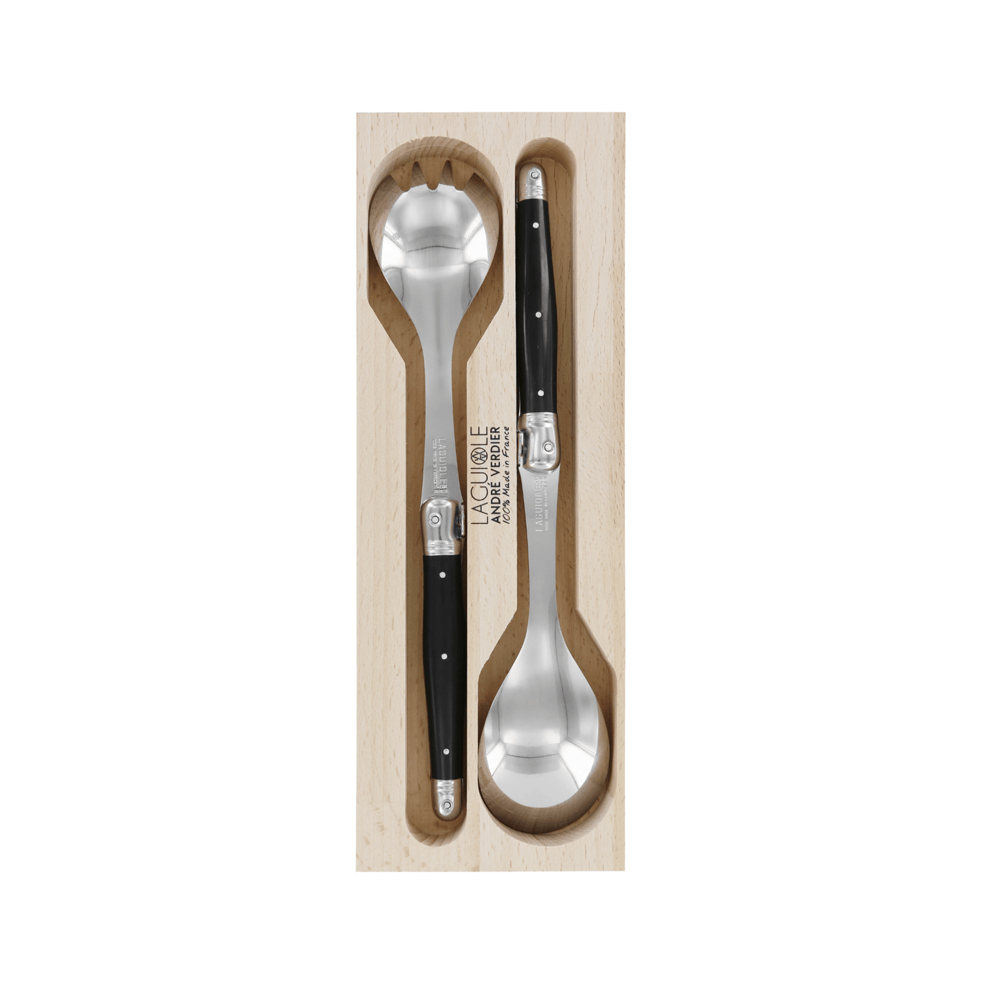 Andre Verdier Laguiole Debutant Salad Server Set Black