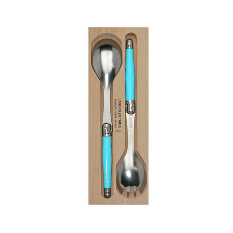 Andre Verdier Laguiole Debutant Salad Server Set Blue