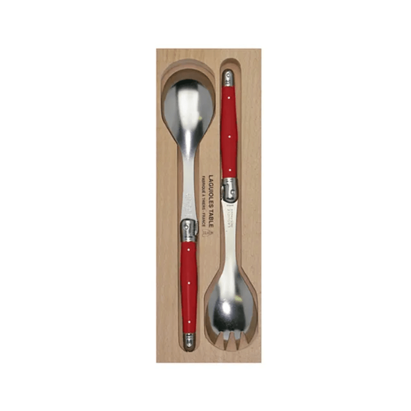 Andre Verdier Laguiole Debutant Salad Server Set Bright Red