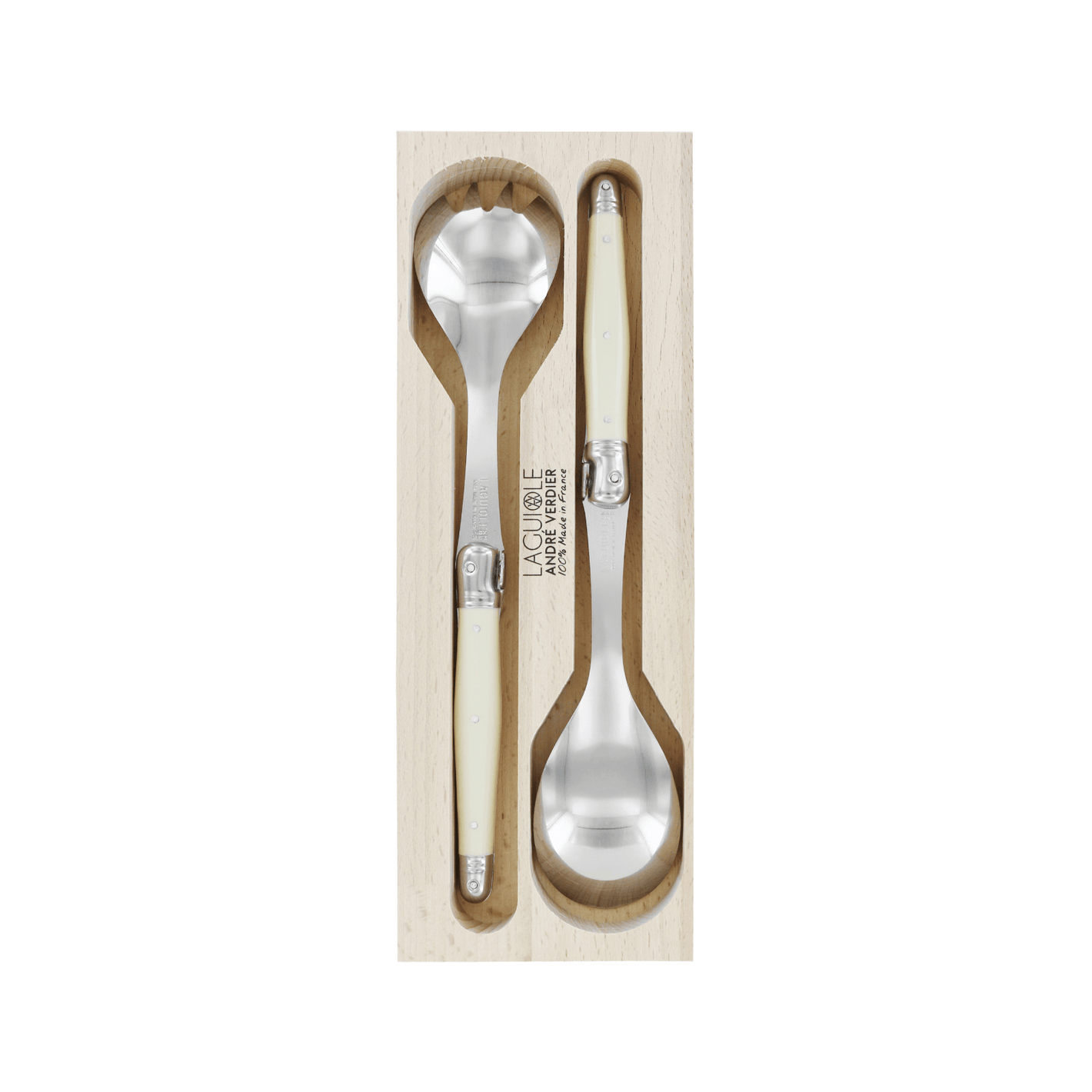 Andre Verdier Laguiole Debutant Salad Server Set Ivory